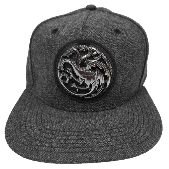 Game of Thrones House Targaryen Metal Crest Adjustable Snapback Flat Bill Hat - Picture 1 of 9